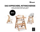 Hauck Hochstuhl Beta Plus Natural Newbornset Eco Light Grey Holz Babystuhl ab Geburt mit Neugeborenensatz, Sitzkissen, Essbrett Bild 3