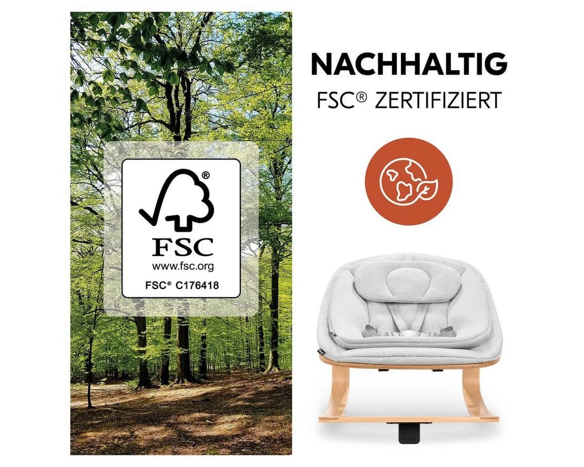 Hauck Hochstuhl Beta Plus White Newbornset Eco Light Grey Holz Babystuhl - Bild 5