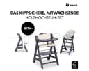 Hauck Hochstuhl Beta Plus Dark Grey Newbornset Eco - Light Grey (Set) Holz Babystuhl ab Geburt mit Neugeborenensufsatz, Sitzkissen, Essbrett Bild 3