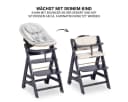 Hauck Hochstuhl Beta Plus Dark Grey Newbornset Eco - Light Grey (Set) Holz Babystuhl ab Geburt mit Neugeborenensufsatz, Sitzkissen, Essbrett Bild 4