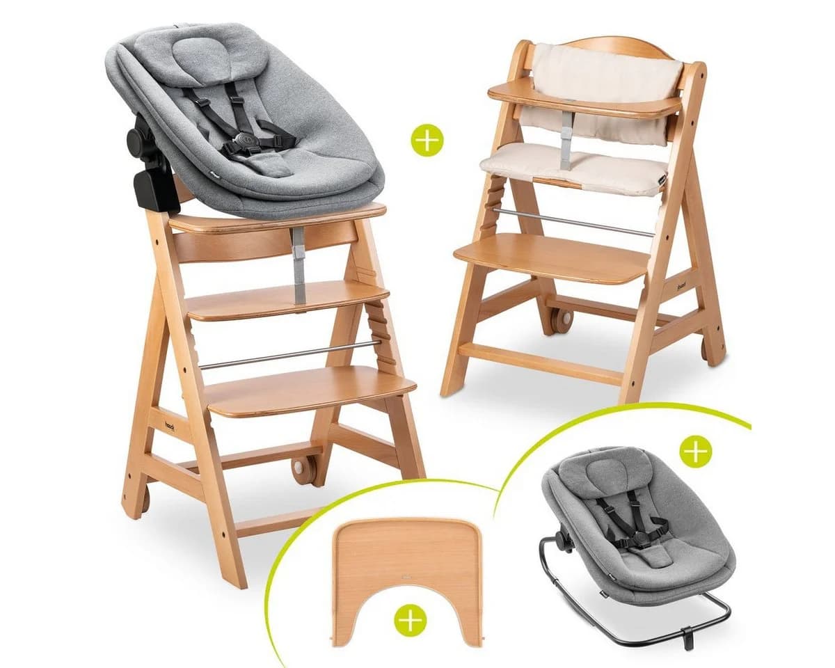 Hauck Hochstuhl Beta Plus Natural 3in1 Bouncer Set Holz Babystuhl - Bild 2