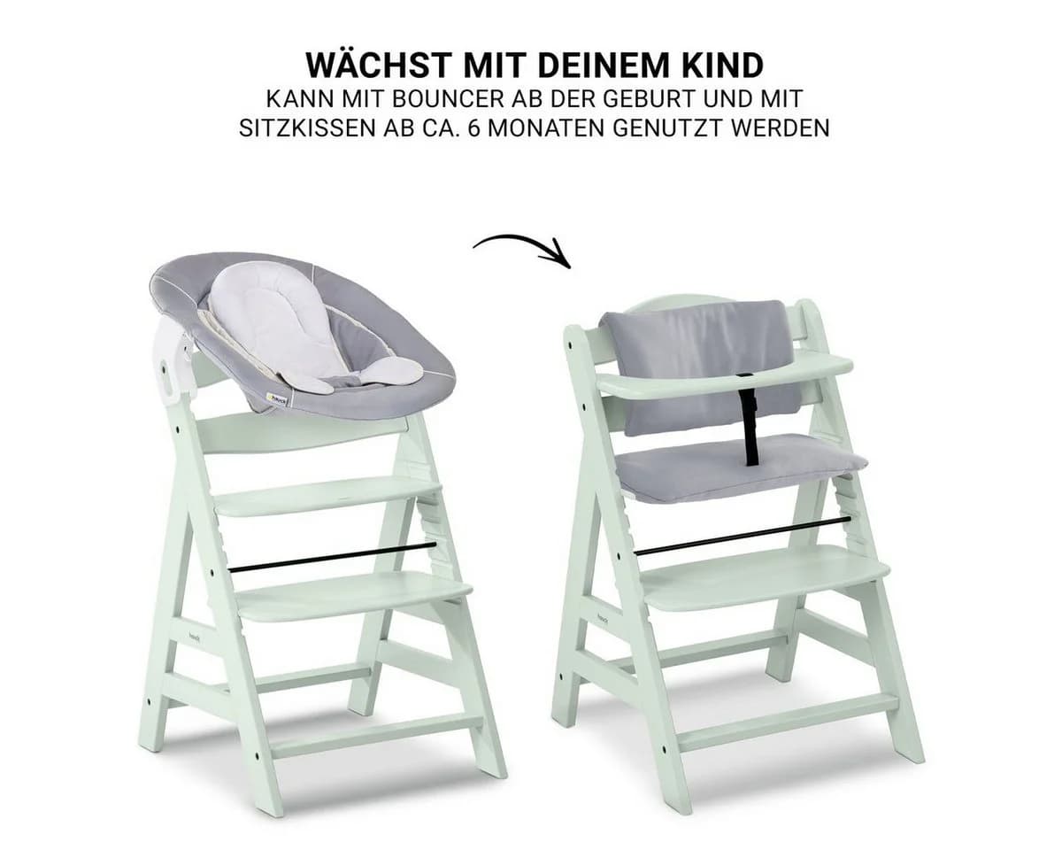 Hauck Hochstuhl Alpha Plus Mint Newborn Set - Stretch Grey - Bild 4