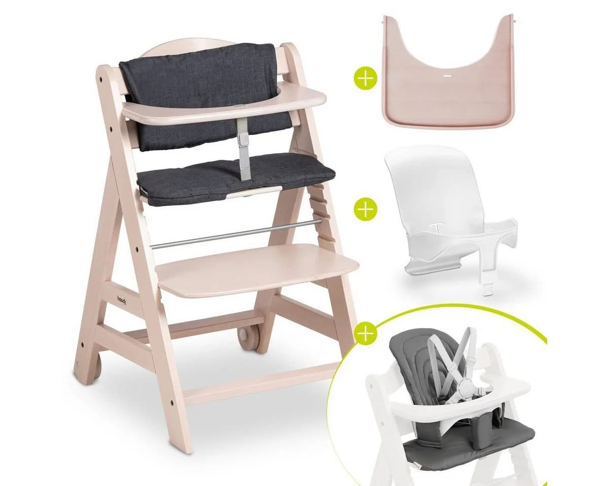 Hauck Hochstuhl Beta Plus Whitewashed mit Baby-Sitz & Essbrett - Bild 2