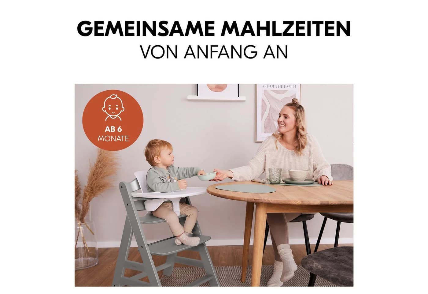 Hauck Hochstuhl Alpha Plus Grey Massivholz mitverstellbar