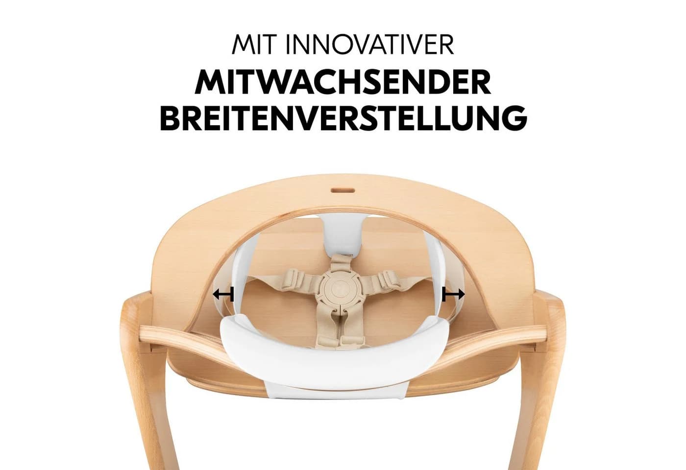 Hauck Beta Plus Holzhochstuhl mit Baby-Sitz, Essbrett, Sitzauflage & Rollen - Bild 4
