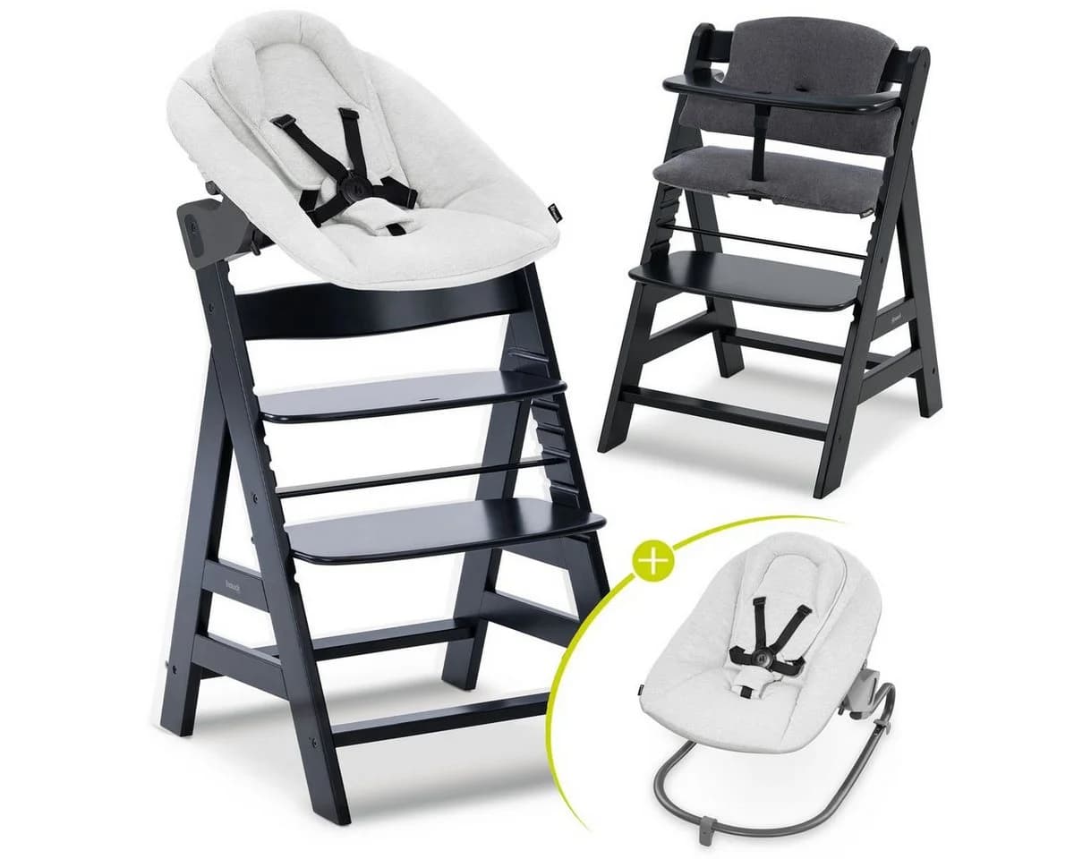 Hauck Hochstuhl Alpha Plus Newborn Set Schwarz Buchenholz - Bild 2
