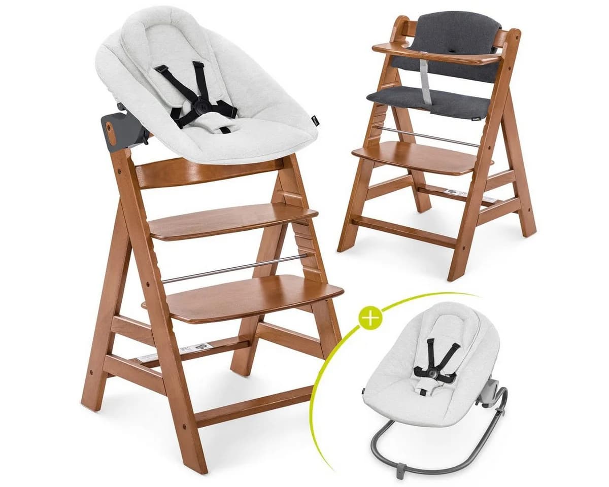 Hauck Hochstuhl Alpha Plus Newborn Set - Braun Massivholz - Bild 2