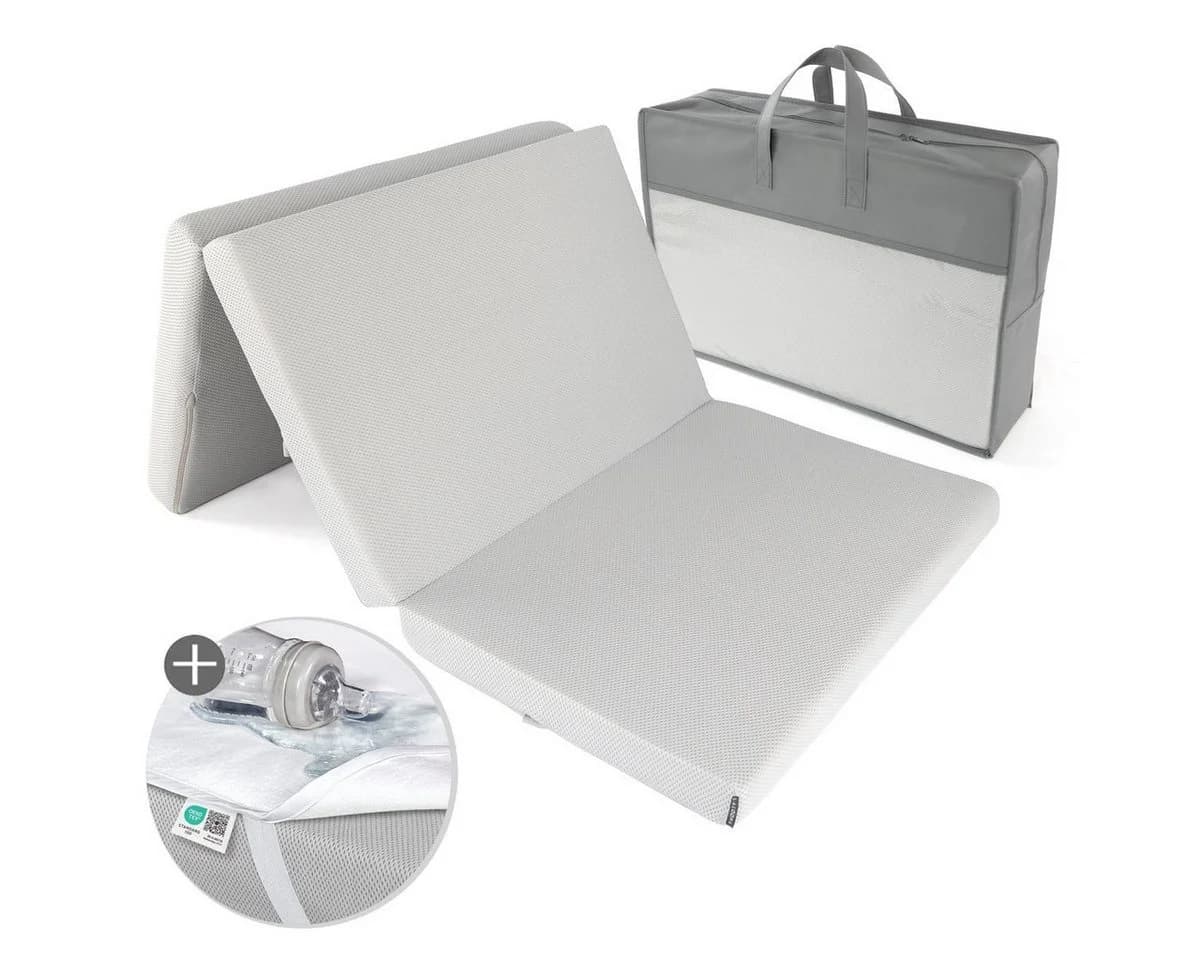 LaLoona Reisebett-Matratze Grau 5 cm hoch mit wasserdichter Auflage - Bild 2