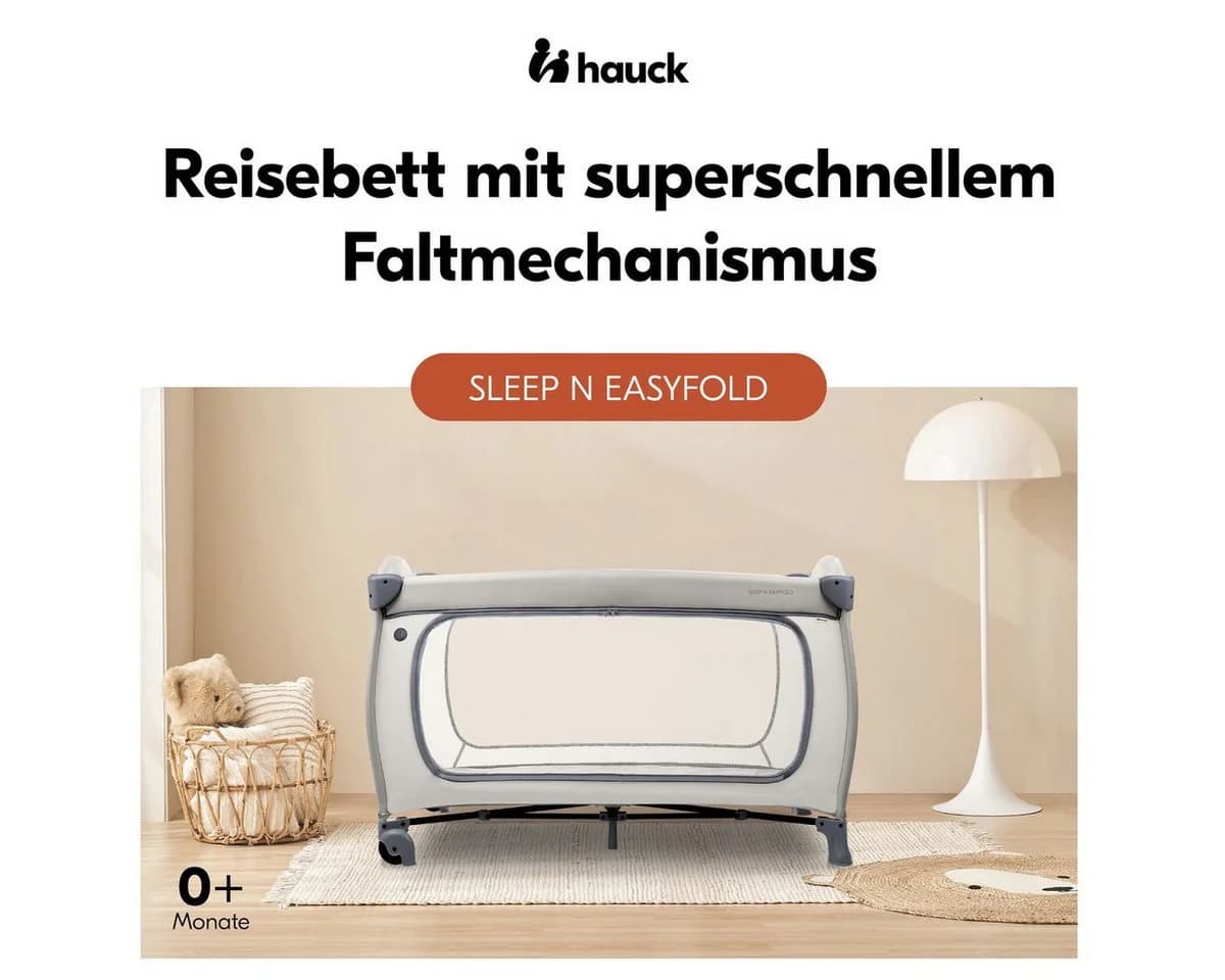 Hauck Baby-Reisebett Sleep N Easyfold Set Grau mit Matratze & Mückenschutz - Bild 3