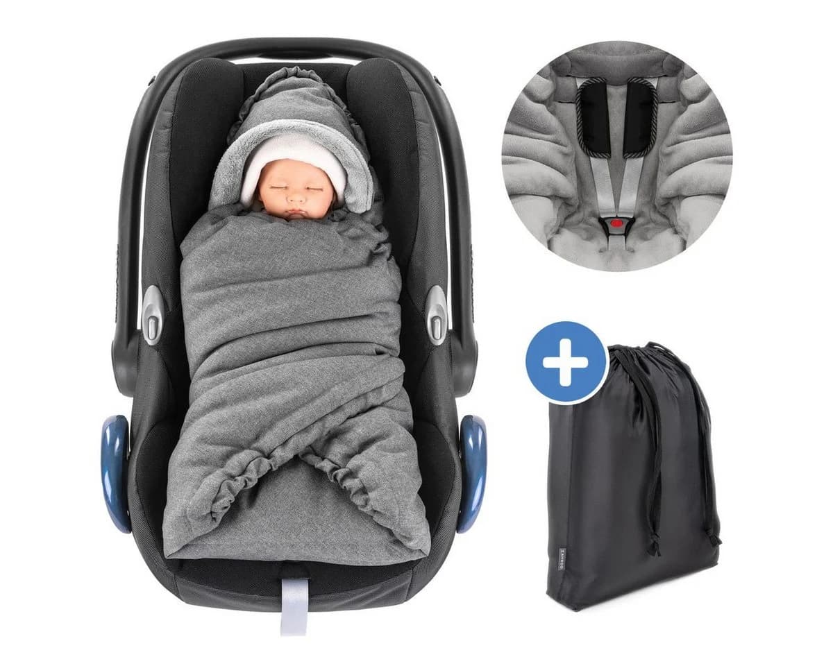 Zamboo Fußsack Grau Baby Winter Einschlagdecke mit Thermo-Fleece - Bild 2