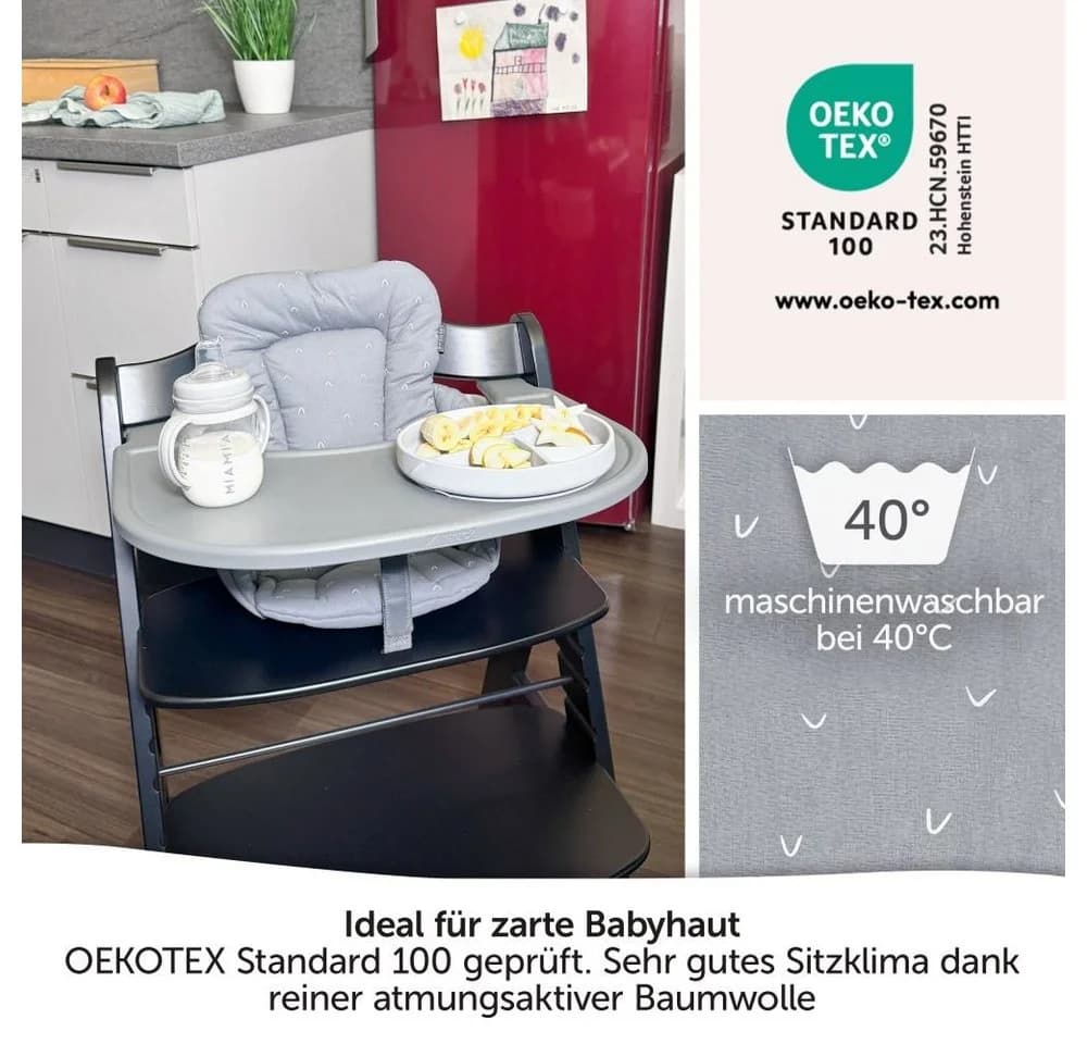 LaLoona Hochstuhlauflage Grau Sitzverkleinerer für Hochstuhl Hauck Alpha und Beta - Bild 3