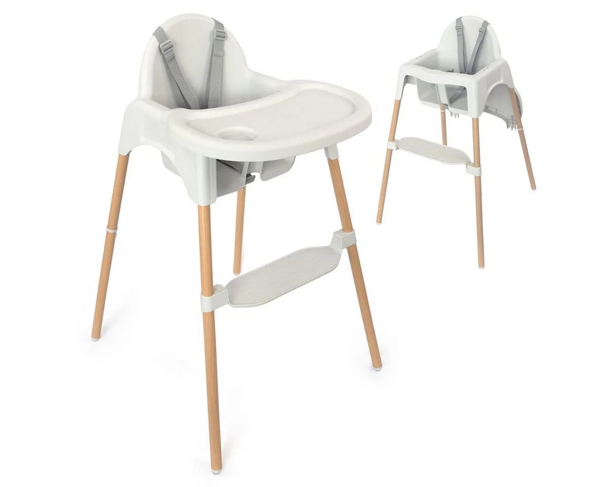 Zamboo Hochstuhl Grau, Baby Kinderhochstuhl mit Tablett & Gurt - Bild 2