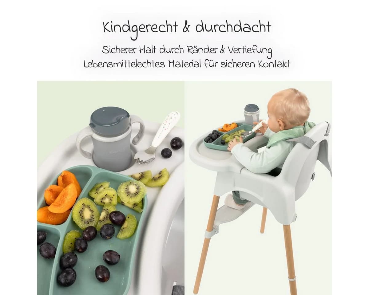 Zamboo Hochstuhl Grau, Baby Kinderhochstuhl mit Tablett & Gurt - Bild 3