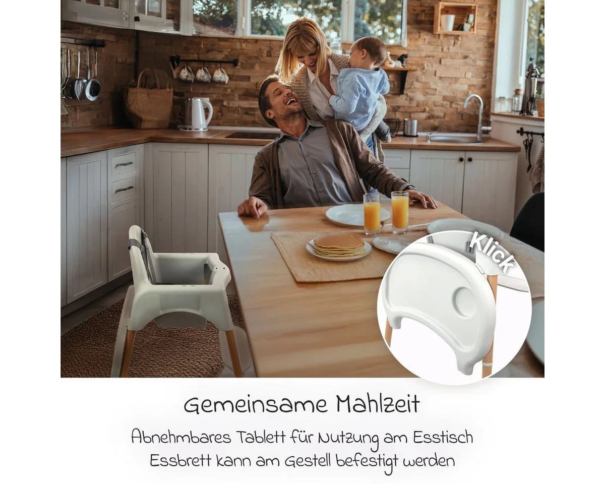 Zamboo Hochstuhl Grau, Baby Kinderhochstuhl mit Tablett & Gurt - Bild 4