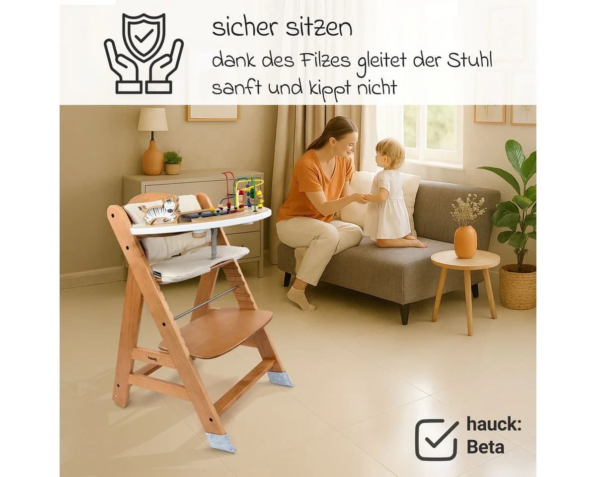 LaLoona Hochstuhltablett Grau, Polyester, 4x Filzgleiter für Hochstuhl Hauck Alpha, Beta & Roba Sit Up - Bild 3