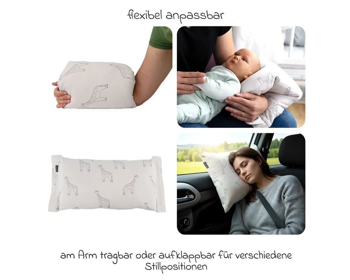 LaLoona Stillkissen Giraffen Taupe - Mini Reisestillkissen & Stillhilfe - Bild 4