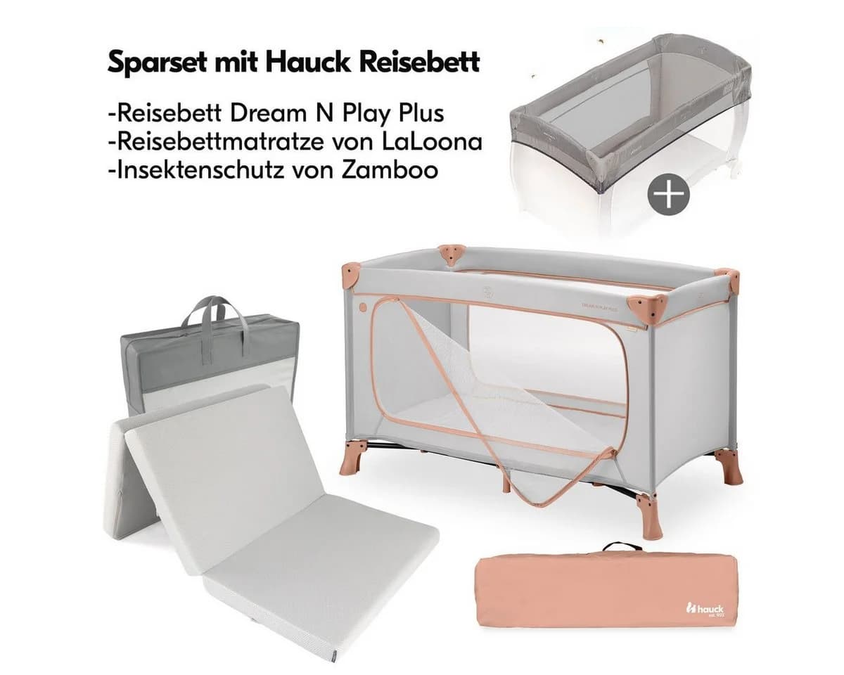 Hauck Baby-Reisebett Dream N Play Plus mit Matratze & Insektenschutz