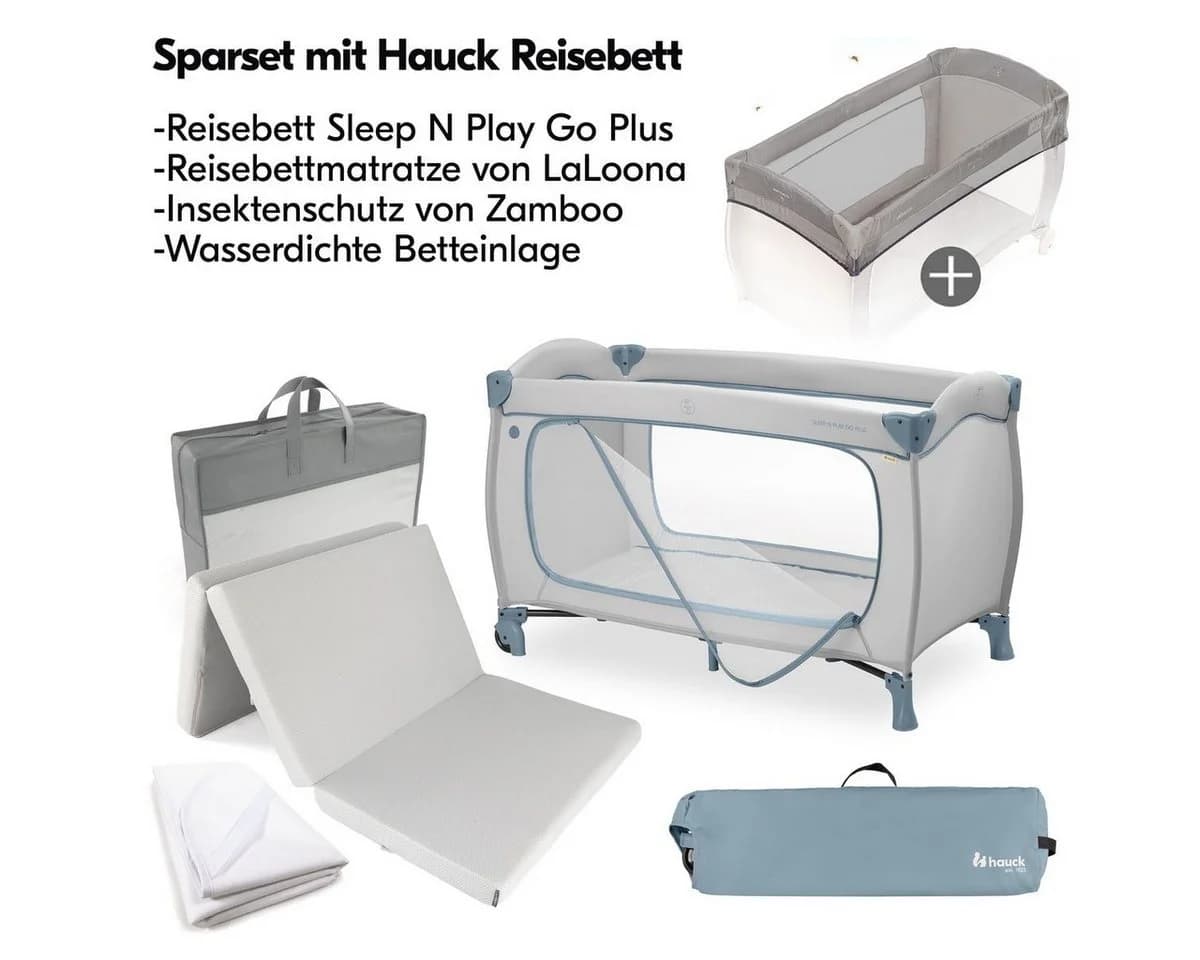 Hauck Sleep N Play Go Plus Reisebett Set Dusty Blue