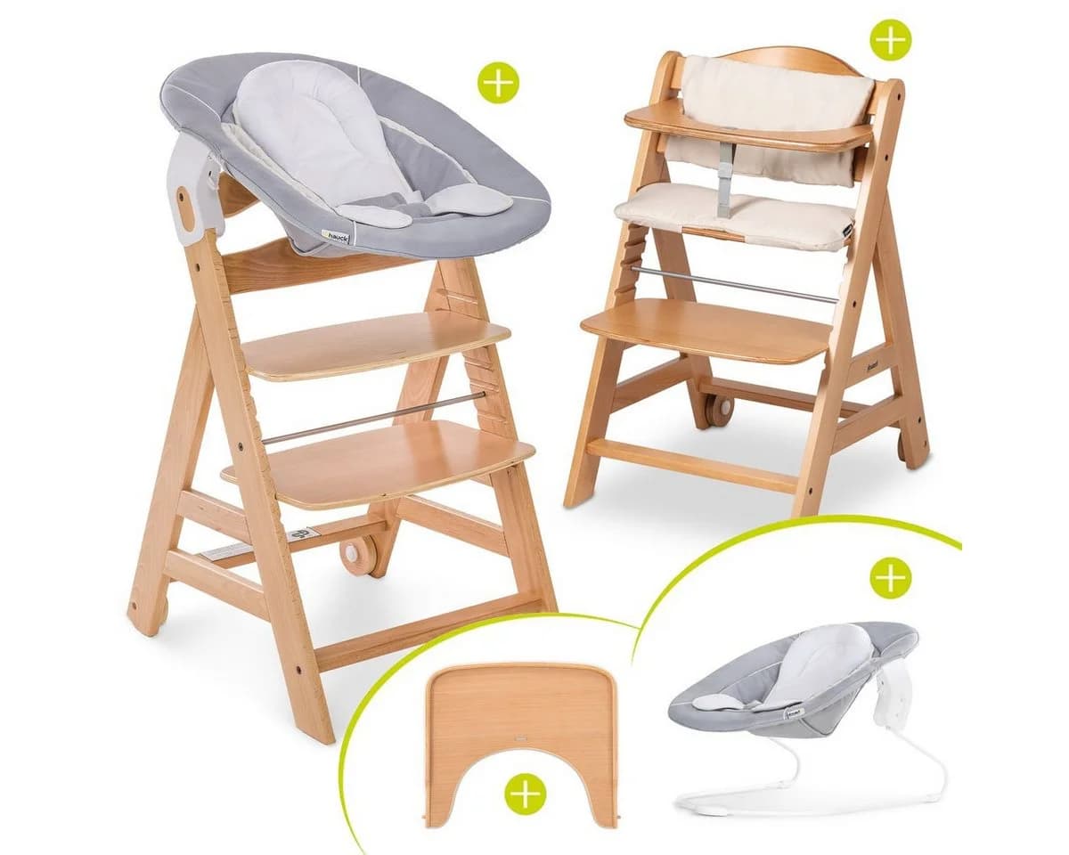 Hauck Hochstuhl Beta Plus Newborn Set Buchenholz Beige - Bild 2