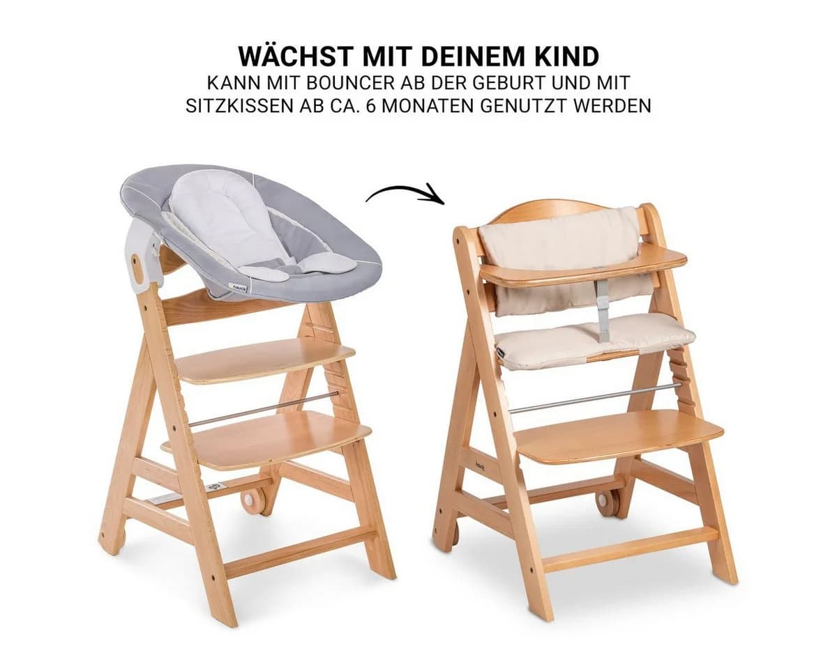 Hauck Hochstuhl Beta Plus Newborn Set Buchenholz Beige - Bild 4