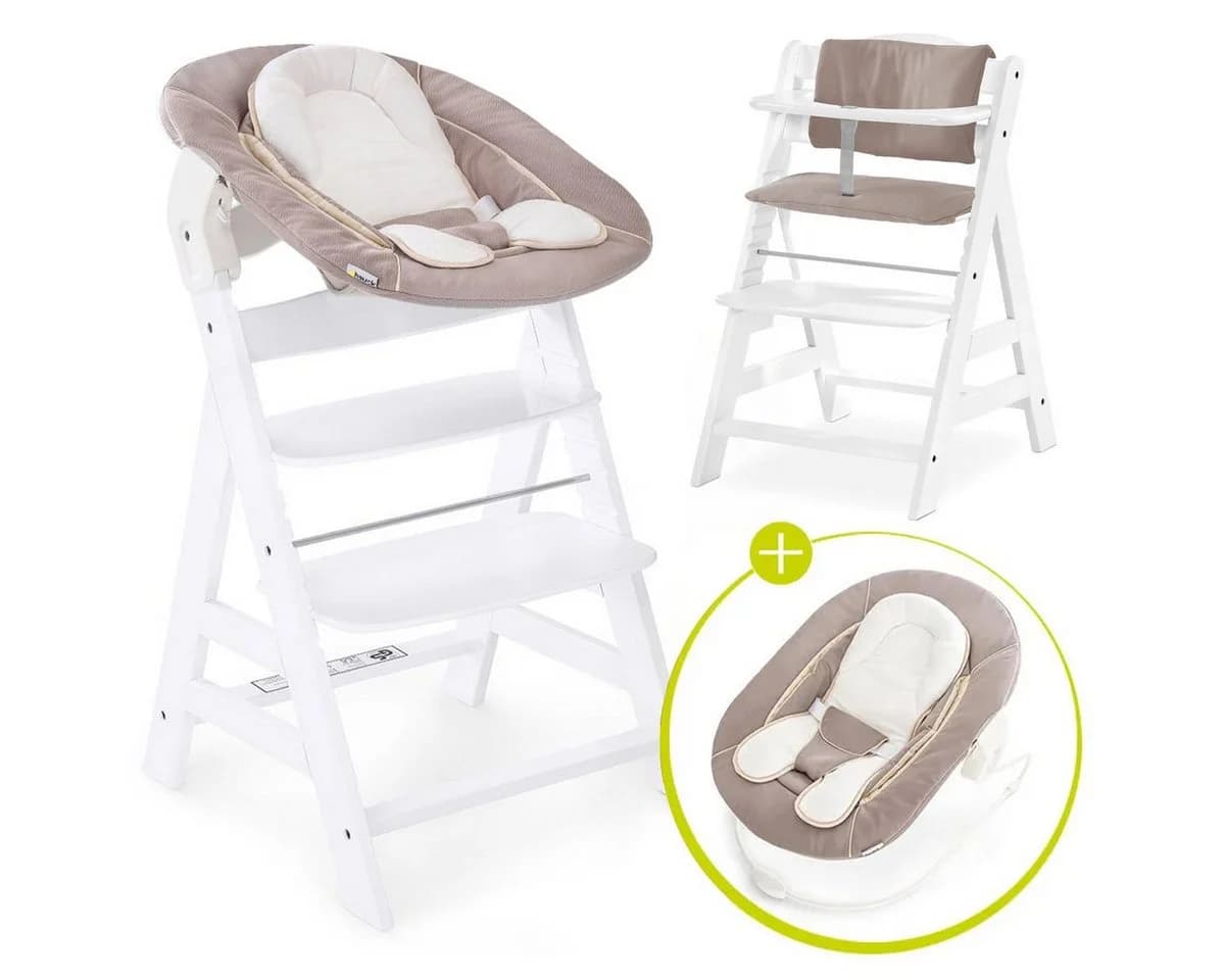 Hauck Alpha+ Hochstuhl Newborn Set Weiß Buchenholz mit 2in1 Bouncer - Bild 2
