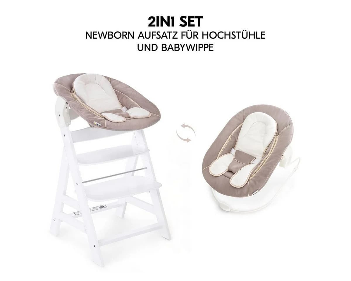 Hauck Alpha+ Hochstuhl Newborn Set Weiß Buchenholz mit 2in1 Bouncer - Bild 3