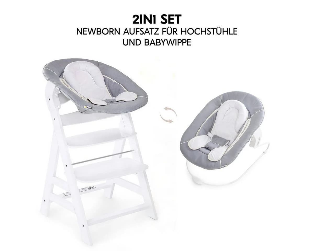 Hauck Hochstuhl Alpha Plus Newborn Set Weiß Holz mit Neugeborenenaufsatz - Bild 4