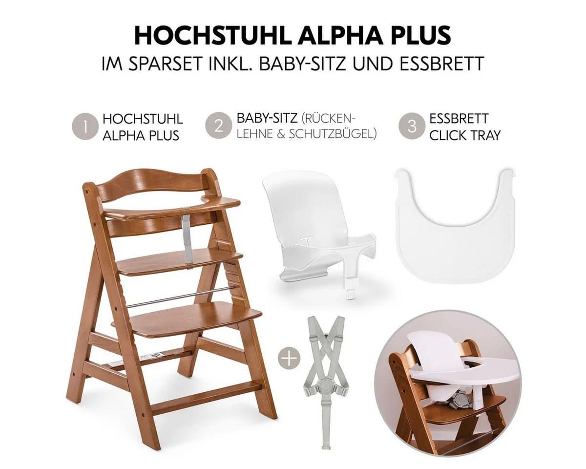 Hauck Hochstuhl Alpha Plus Set Walnut mitwachsend