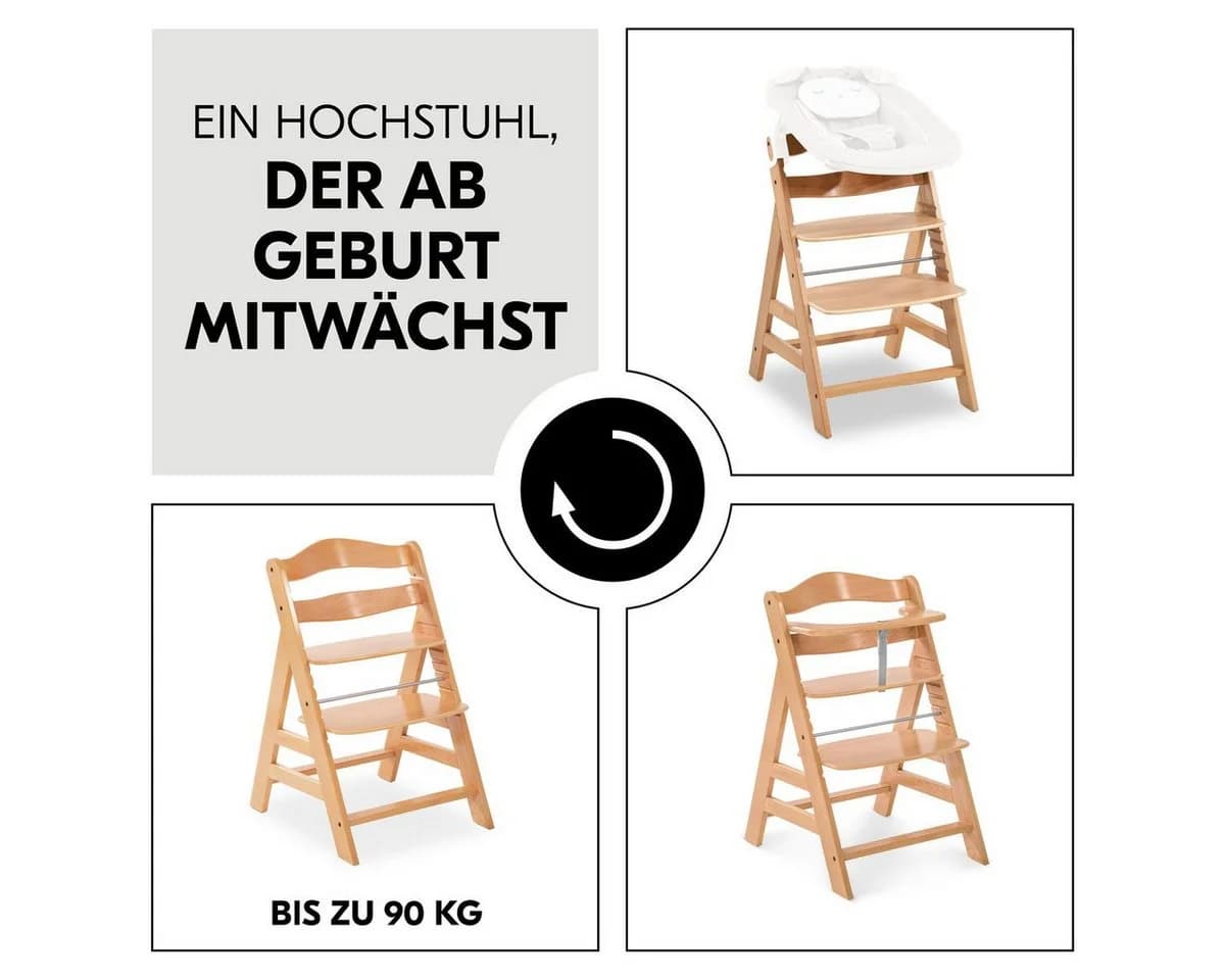 Hauck Hochstuhl Alpha Plus Set Natur Mitwachsender Holz - Bild 5