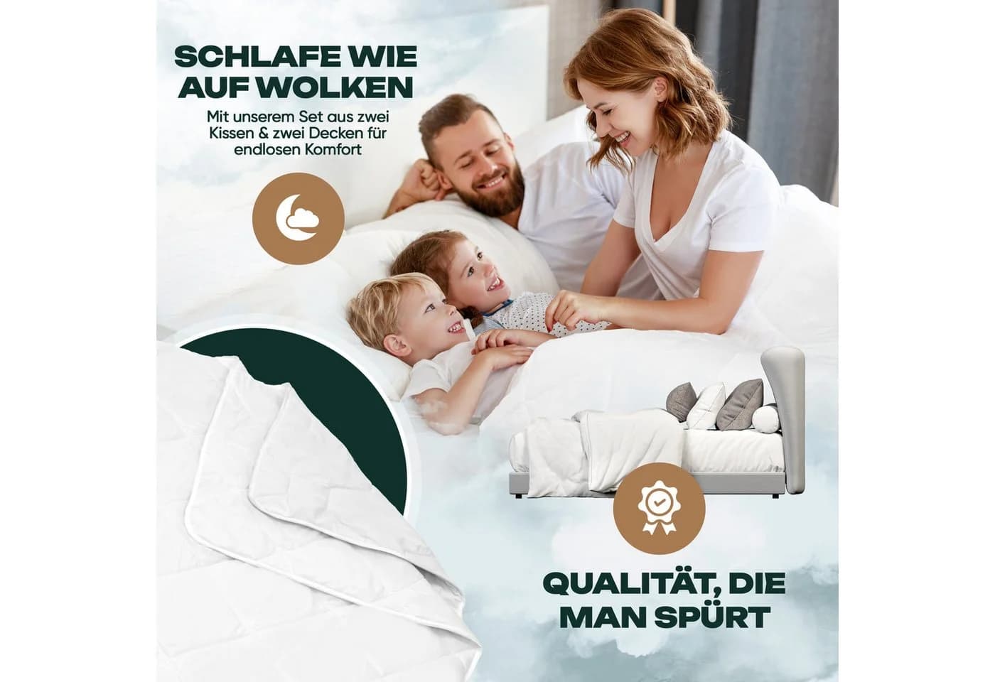 DILUMA Bett-Set 4-teilig Mikrofaser Ganzjahresdecke 135x200 cm - Bild 3
