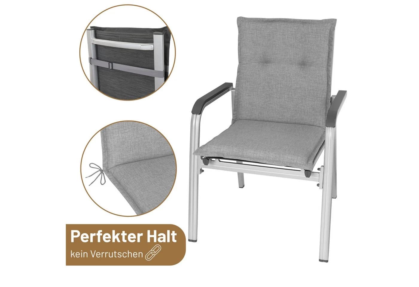 RelaxXL Polsterauflage Florence Grau UV-Schutz Wasserabweisend