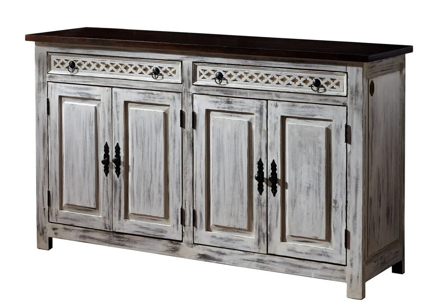 Massivmoebel24 Sideboard CASTLE-ANTIK Weiß Mango Akazie - Bild 2