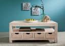 Massivmoebel24 Couchtisch NATURE WHITE massiv Akazie beige/weiß Bild 3
