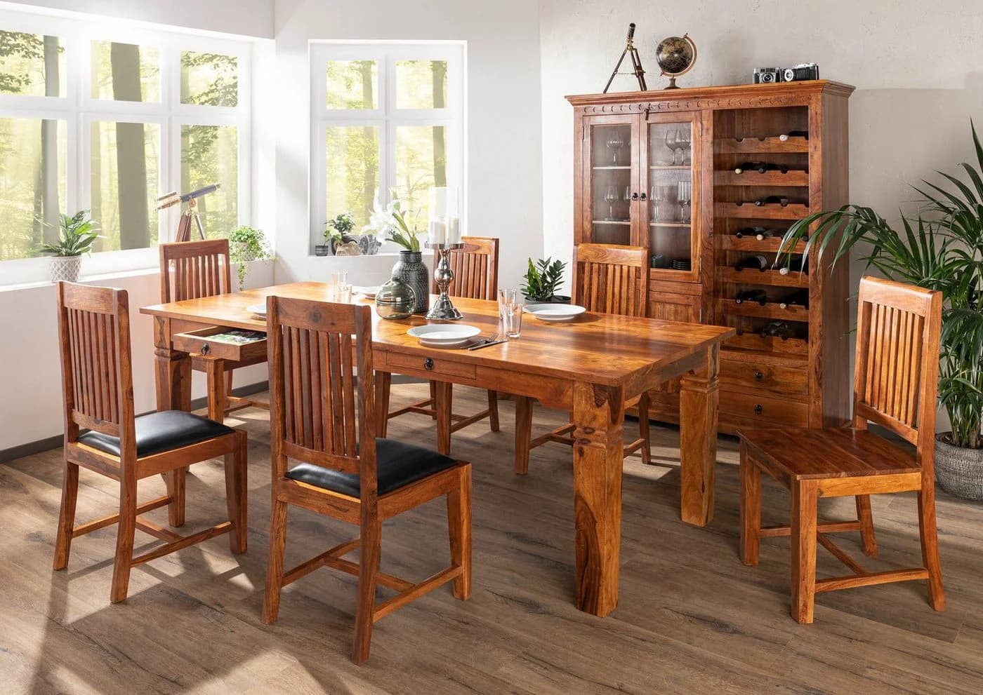 Massivmoebel24 Esstisch OXFORD Akazie massiv honig lackiert Landhausstil - Bild 2