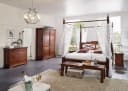 Massivmoebel24 Massivholzbett OXFORD Himmelbett Akazie 180x200x224 Nougat Lackiert Bild 1