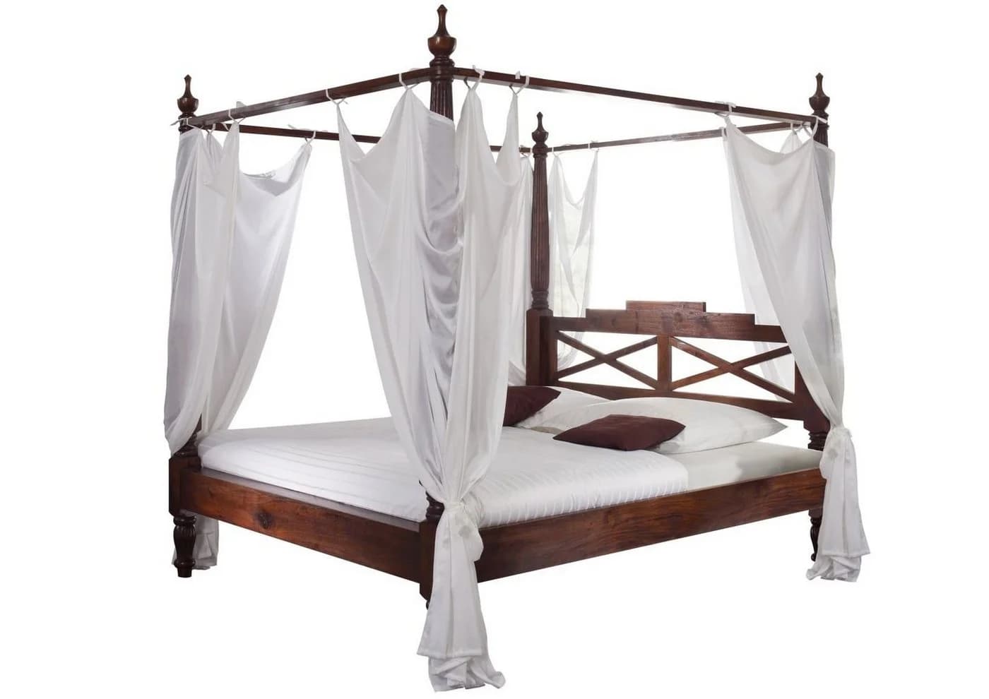 Massivmoebel24 Massivholzbett OXFORD Himmelbett Akazie 180x200x224 Nougat Lackiert - Bild 2