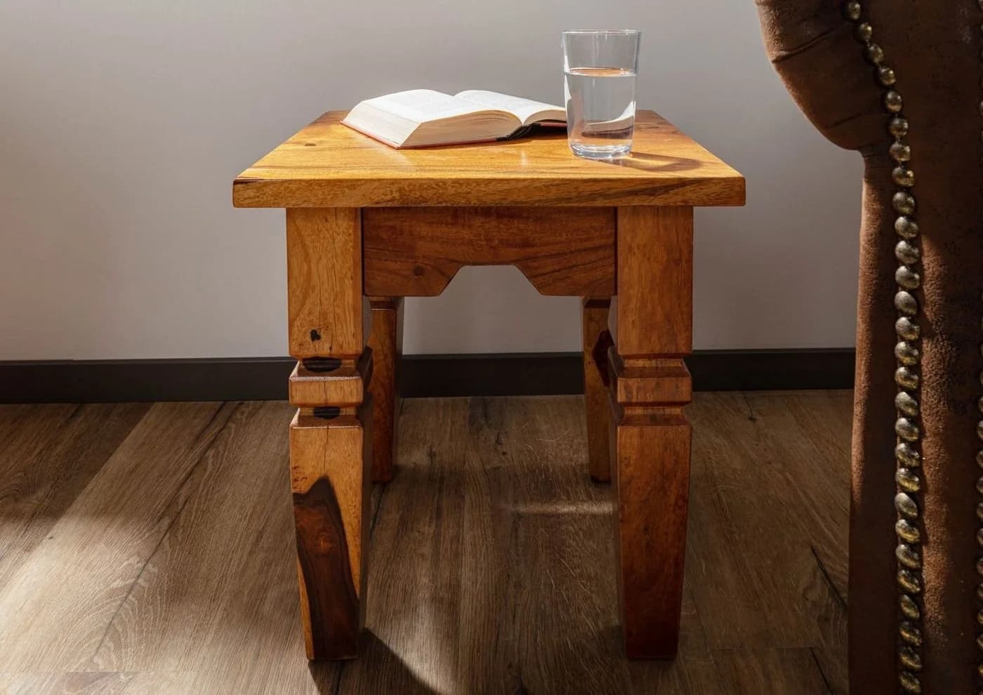Massivmoebel24 Hocker OXFORD Akazie 42x42x45 Honig Lackiert - Bild 3