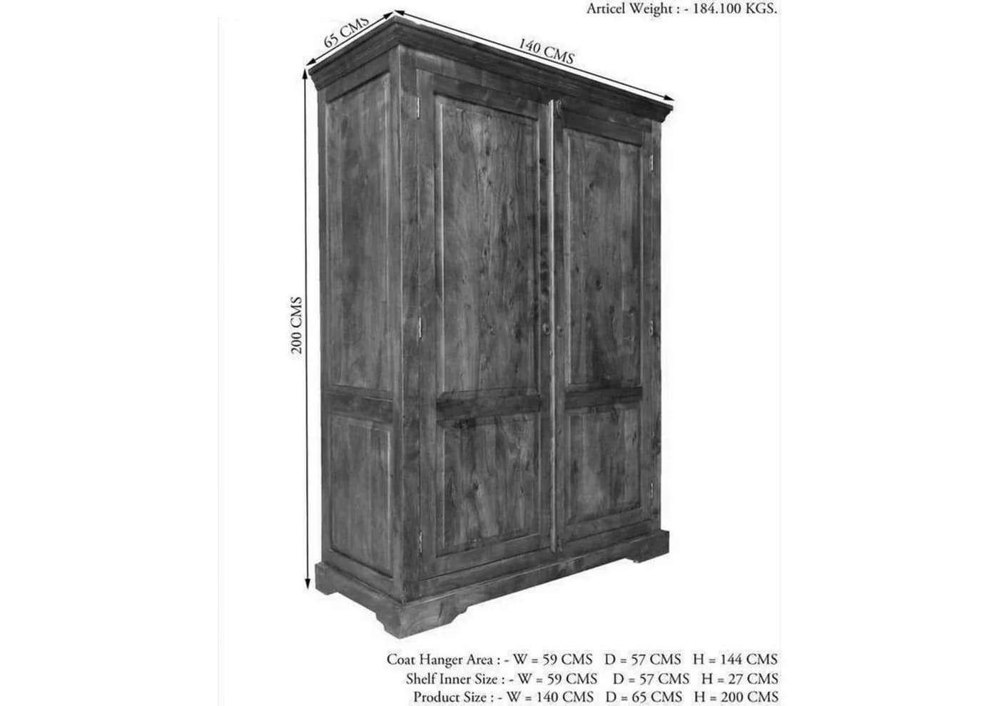 Massivmoebel24 Kleiderschrank OXFORD Akazie Nougat lackiert - Bild 3