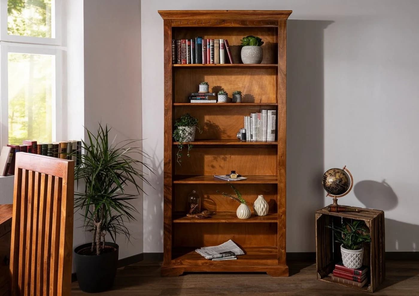 Massivmoebel24 Bücherregal OXFORD Akazie honig lackiert - Bild 3
