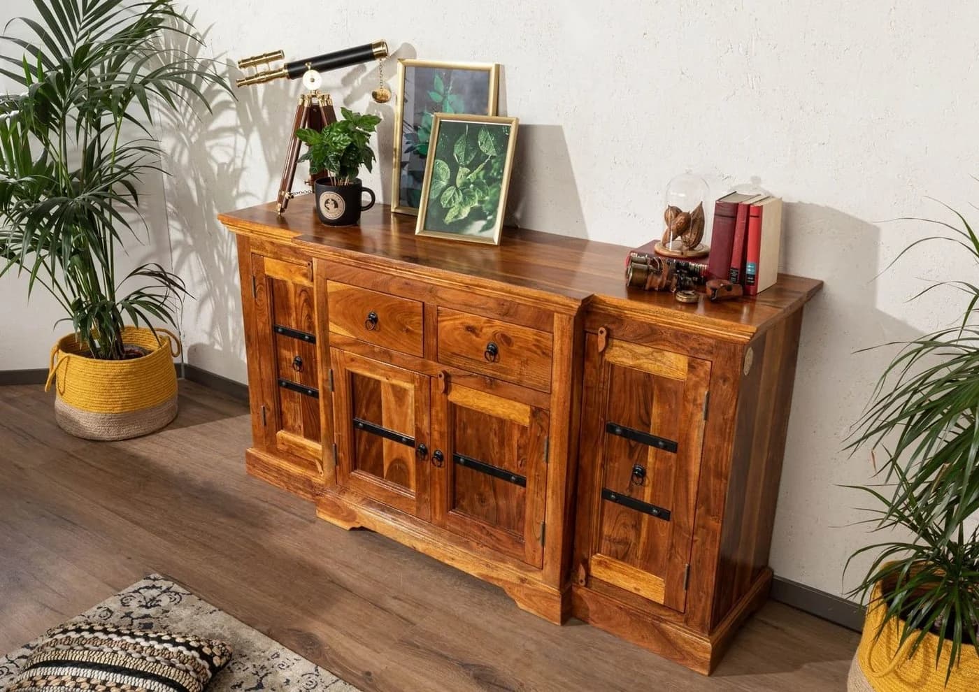 Massivmoebel24 Sideboard OXFORD Akazie honigbraun 160cm