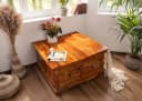 Massivmoebel24 Truhe OXFORD Akazie 90x90x45 honig lackiert Bild 1