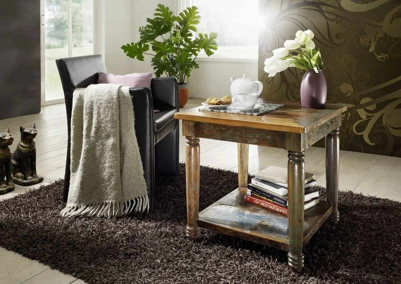 Massivmoebel24 Couchtisch Altholz 60x60x60 cm bunt lackiert FABLE - Bild 2