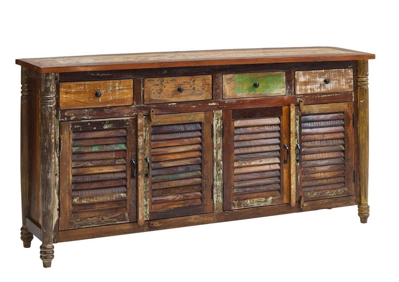 Massivmoebel24 Sideboard FABLE Massivholz Altholz 183x42x90 mehrfarbig lackiert - Bild 2