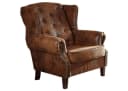 Massivmoebel24 Chesterfield Ohrensessel Braun Lederlook Bild 2