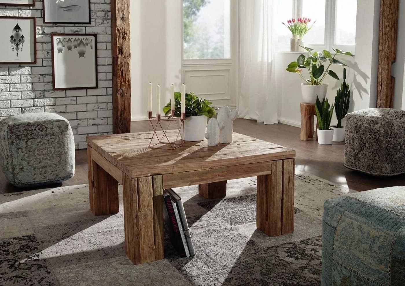 Massivmoebel24 Couchtisch Teak 90x90x45 BASSANO - Bild 2