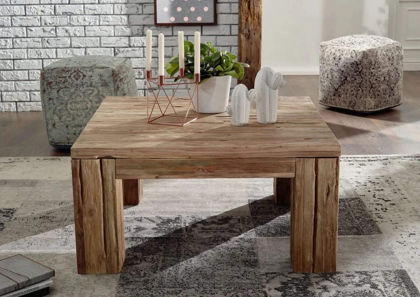 Massivmoebel24 Couchtisch Teak 90x90x45 BASSANO - Bild 4