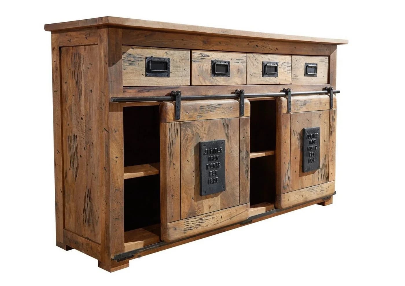 Massivmoebel24 Sideboard RAILWAY Mango Massivholz Beige Industrial - Bild 2