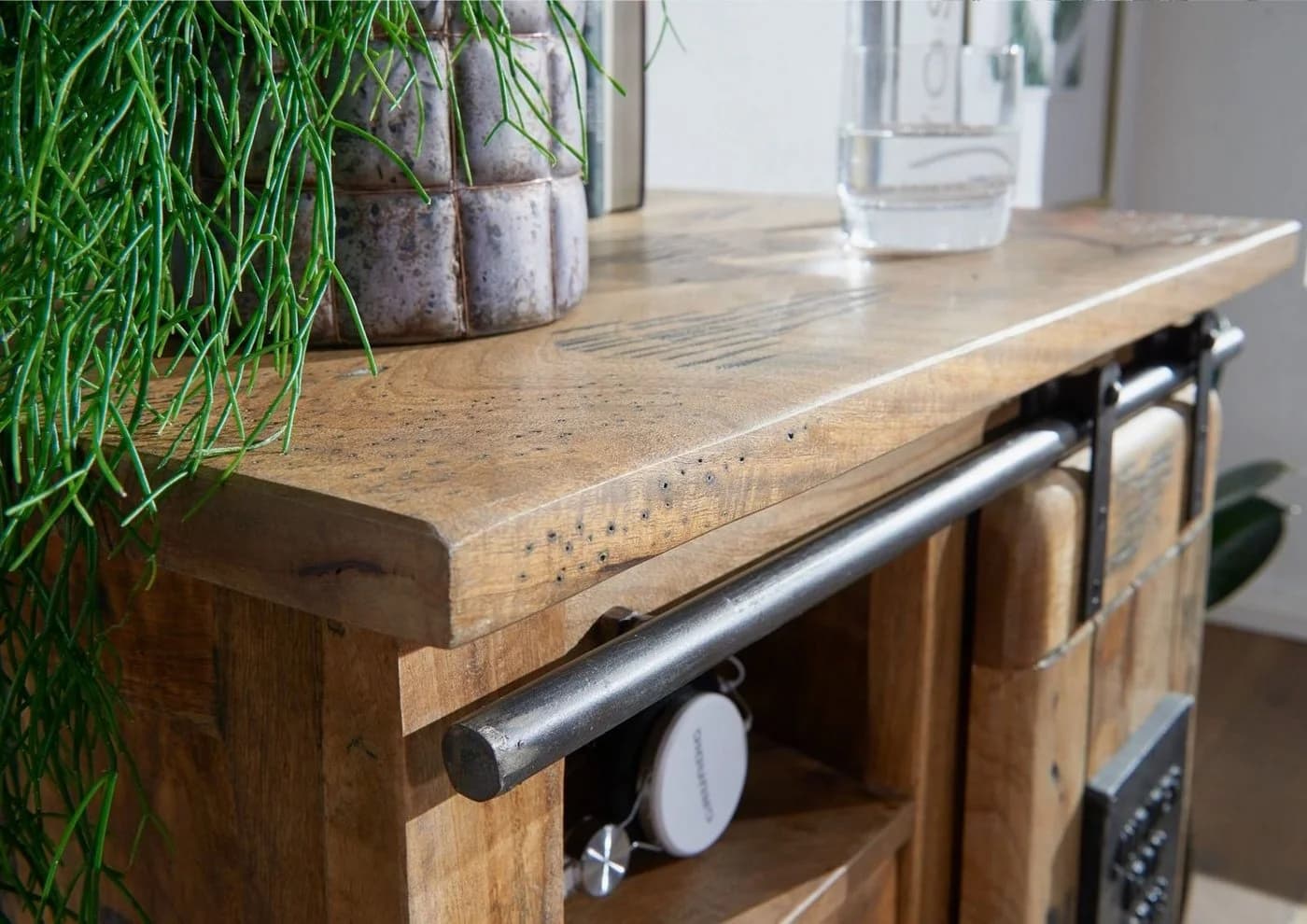 Massivmoebel24 Kommode RAILWAY Mango Holz Industrial Look - Bild 5