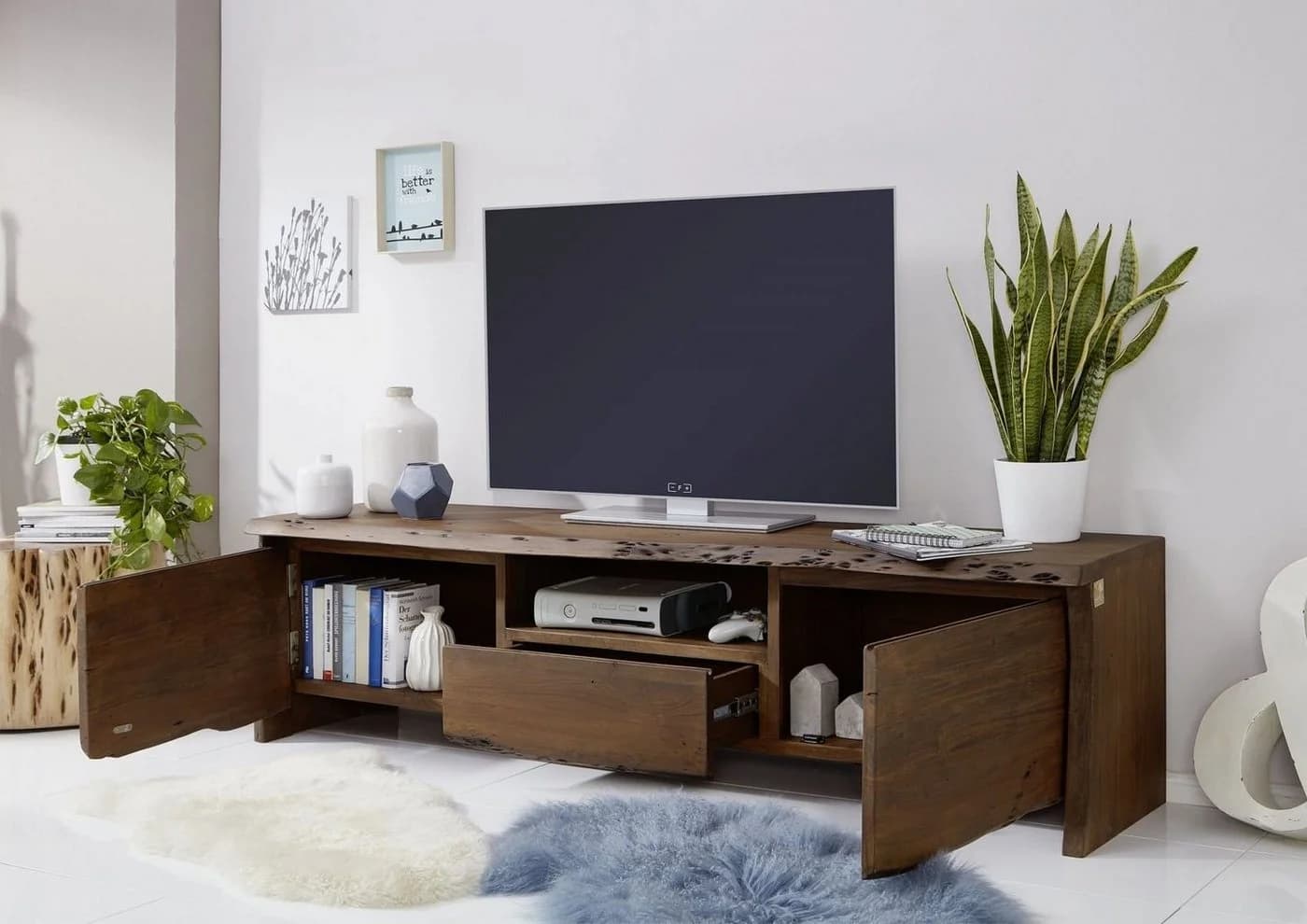 Massivmoebel24 TV-Board PURE ACACIA Massivholz braun lackiert - Bild 5