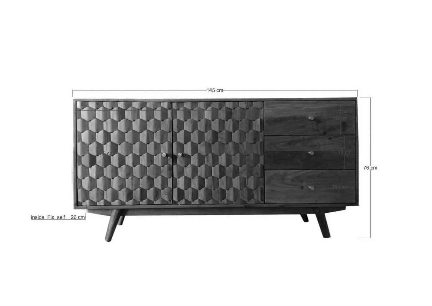 Massivmoebel24 Sideboard MOSAYK Akazie Massivholz natur lackiert - Bild 5
